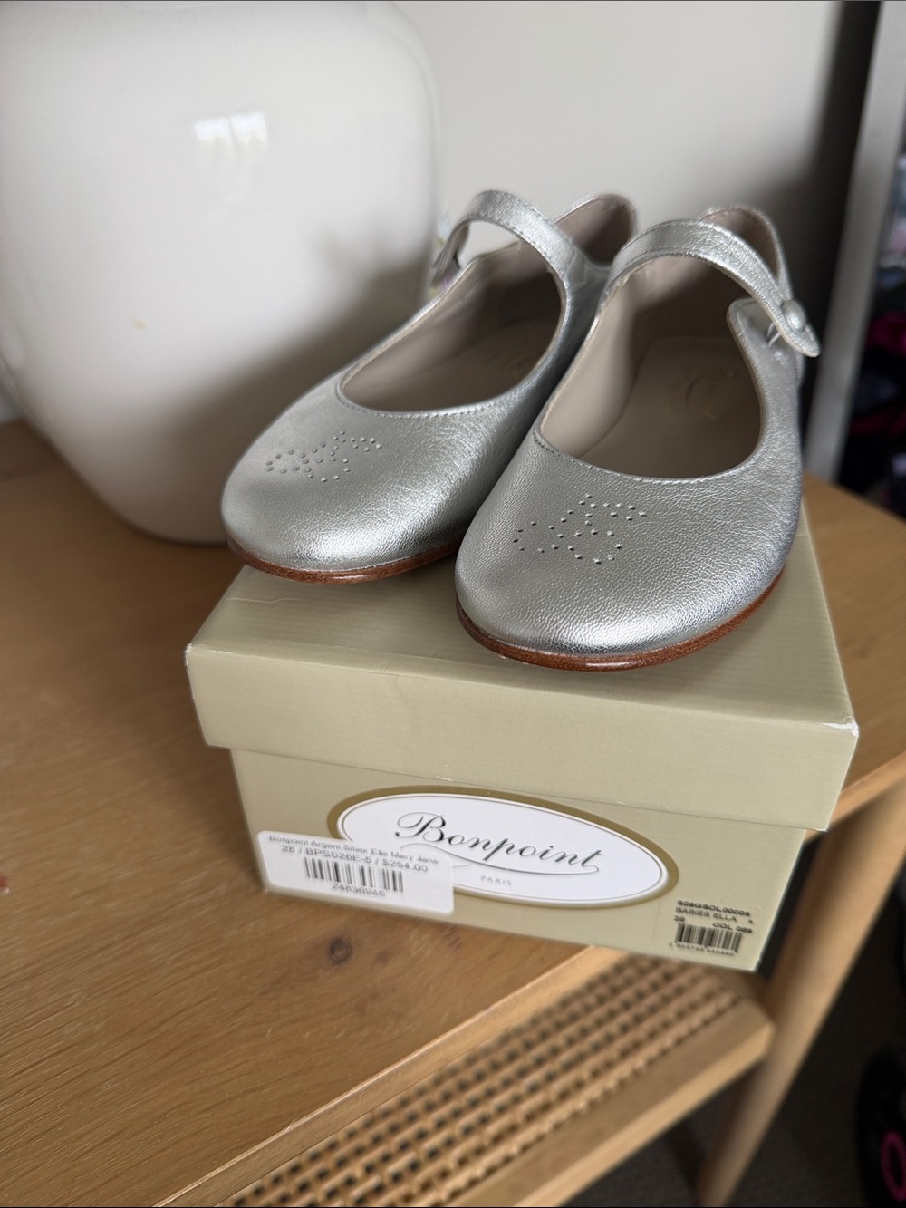 Bonpoint Metallic Silver Mary Jane Girls Shoes
